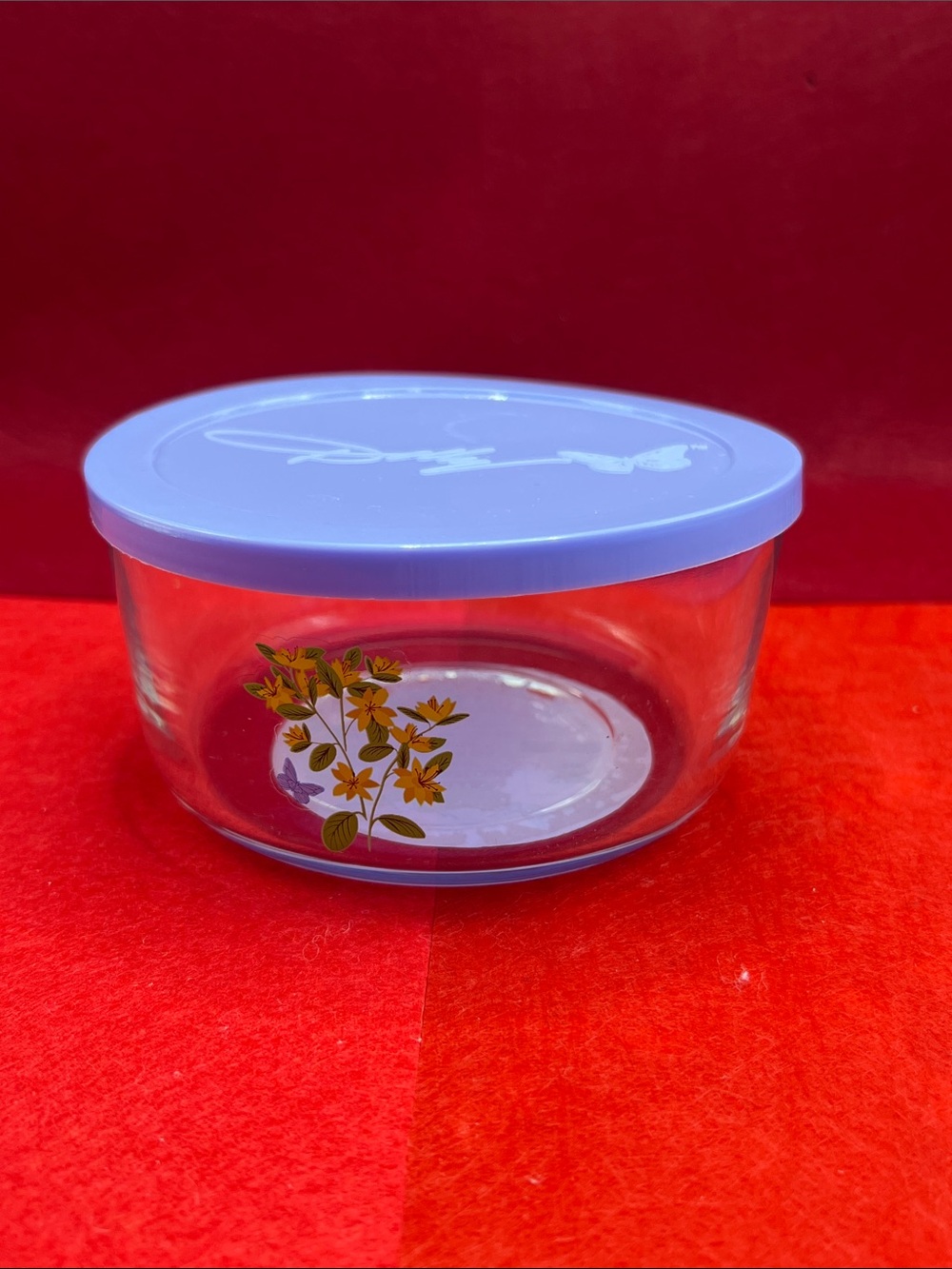 Dolly Parton 16oz glass storage container with Lilac colored lid. New